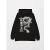 XSIDE Siyah Baskılı Oversize Kadın Kalın Hoodie