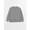 LCW Vision Gri Bisiklet Yaka Nakışlı Uzun Kollu Oversize Kadın Sweatshirt