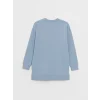 LCWAIKIKI Basic Mavi Bisiklet Yaka Baskılı Uzun Kollu Oversize Kadın Sweatshirt Tunik