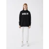 XSIDE Siyah Baskılı Oversize Kadın Kalın Hoodie