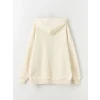 XSIDE Bej Baskılı Oversize Kadın Kalın Hoodie