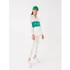 LCWAIKIKI Maternity Beyaz Polo Yaka Baskılı Uzun Kollu Oversize Hamile Sweatshirt