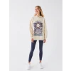 LCW Vision Bej Baskılı Uzun Kollu Oversize Kadın Hoodie