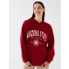 LCW Vision Kırmızı Baskılı Oversize Kadın Hoodie