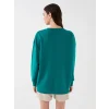 LCW Vision Yeşil Bisiklet Yaka Baskılı Uzun Kollu Oversize Kadın Sweatshirt