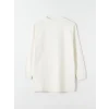 LCWAIKIKI Basic Ekru Bisiklet Yaka Baskılı Uzun Kollu Oversize Kadın Sweatshirt Tunik