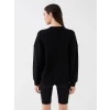 LCW Vision Siyah Bisiklet Yaka Baskılı Uzun Kollu Oversize Kadın Sweatshirt