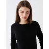 LCW Vision Siyah Bisiklet Yaka Düz Uzun Kollu Kadın Triko Kazak