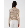 LCW Vision Bej Bisiklet Yaka Çizgili Uzun Kollu Kadın Triko Kazak