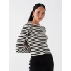 LCW Vision Siyah Bisiklet Yaka Çizgili Uzun Kollu Kadın Triko Kazak