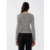 LCW Vision Siyah Bisiklet Yaka Çizgili Uzun Kollu Kadın Triko Kazak
