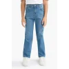 Defacto F0455A8NM28 Mavi Erkek Çocuk Straight Fit Düz Paça Jean Pantolon