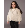 LCW Kids Ekru Kapüşonlu Kız Çocuk Pelüş Mont