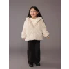 LCW Kids Ekru Kapüşonlu Kız Çocuk Pelüş Mont