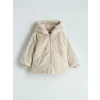 LCW Kids Ekru Kapüşonlu Kız Çocuk Pelüş Mont