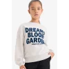Defacto G3801A8GR85 Gri Kız Çocuk Relax Fit Bisiklet Yaka Baskılı Sweatshirt