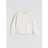 LCW Kids Ekru Bisiklet Yaka Kız Çocuk Sweatshirt