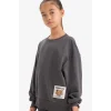 Defacto G3405A8AR148 Antrasit Kız Çocuk Oversize Geniş Kalıp Bisiklet Yaka Sırt Baskılı Sweatshirt