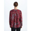 LCW Grace Kırmızı Kaçık Yaka Çiçekli Uzun Kollu Kadın Bluz