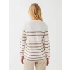 LCWAIKIKI Basic Ekru Bisiklet Yaka Çizgili Uzun Kollu Kadın Triko Kazak
