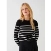 LCWAIKIKI Basic Siyah Bisiklet Yaka Çizgili Uzun Kollu Kadın Triko Kazak