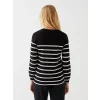 LCWAIKIKI Basic Siyah Bisiklet Yaka Çizgili Uzun Kollu Kadın Triko Kazak