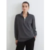 LCW Comfort Antrasit Dik Yaka Kadın Sweatshirt