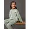 LCW Kids Yeşil Çiçekli Kız Çocuk Sweatshirt ve Tayt Pantolon 2li
