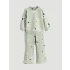 LCW Kids Yeşil Çiçekli Kız Çocuk Sweatshirt ve Tayt Pantolon 2li