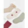 LCW Kids Ekru Çiçekli Kız Bebek Soket Çorap 5li