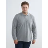 LCWAIKIKI Classic Gri Polo Yaka Uzun Kollu Erkek Sweatshirt