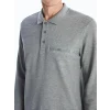 LCWAIKIKI Classic Gri Polo Yaka Uzun Kollu Erkek Sweatshirt