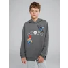 LCW Kids Gri Kapüşonlu Brawl Stars Baskılı Erkek Çocuk Sweatshirt