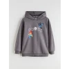 LCW Kids Gri Kapüşonlu Brawl Stars Baskılı Erkek Çocuk Sweatshirt