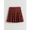 LCW Kids Kırmızı Ekose Pileli Kız Çocuk Etek