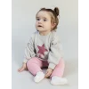 LC WAIKIKI Gri Yıldız Baskılı Kız Bebek Sweatshirt ve Tayt