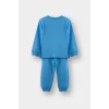 Defacto G4403A5BE339 Mavi Erkek Bebek Pijama Takımı Baskılı Uzun Kollu Penye Üst Uzun Alt
