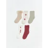 LCW Kids Ekru Çiçekli Kız Bebek Soket Çorap 5li