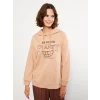 LCW Vision Kahverengi Baskılı Kadın Kalın Hoodie