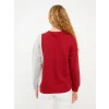 LCW Vision Kırmızı Bisiklet Yaka Renk Bloklu Uzun Kollu Kadın Sweatshirt