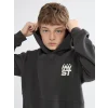 LCW Kids Antrasit Kapüşonlu Baskılı Erkek Çocuk Sweatshirt