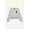 Defacto F9910AXGR256 Gri Coool Loose Fit V Yaka Nakışlı Sweatshirt