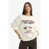 Defacto G3886AXWT47 Beyaz Coool Oversize Geniş Kalıp Bisiklet Yaka Baskılı Sweatshirt