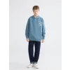 LCW Kids Mavi Kapüşonlu Erkek Çocuk Kalın Sweatshirt