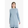 Defacto H3431AZBE174 Mavi Regular Fit Bisiklet Yaka Yırtmaçlı Basic Düz Triko Kazak Tunik