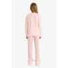 Defacto F6169A8PN127 Pembe Kız Çocuk Pijama Takımı Baskılı Uzun Kollu Üst Desenli Uzun Alt