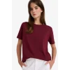 Defacto A9428AXBR115 Bordo Regular Fit Bisiklet Yaka Basic Düz Premium Kısa Kollu Tişört