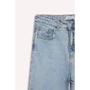 Defacto E9817AXNM39 Mavi Mary Vintage Straight Fit Yüksek Bel Bilek Boy Jean Yıkamalı Pantolon