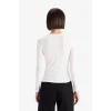Defacto E5767AXER105 Ekru Slim Fit Dar Kesim Basic Düz Fitilli Kaşkorse Uzun Kollu Tişört
