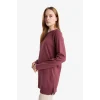Defacto C4474AXBR350 Bordo Regular Fit Bisiklet Yaka Basic Düz Triko Kazak Tunik